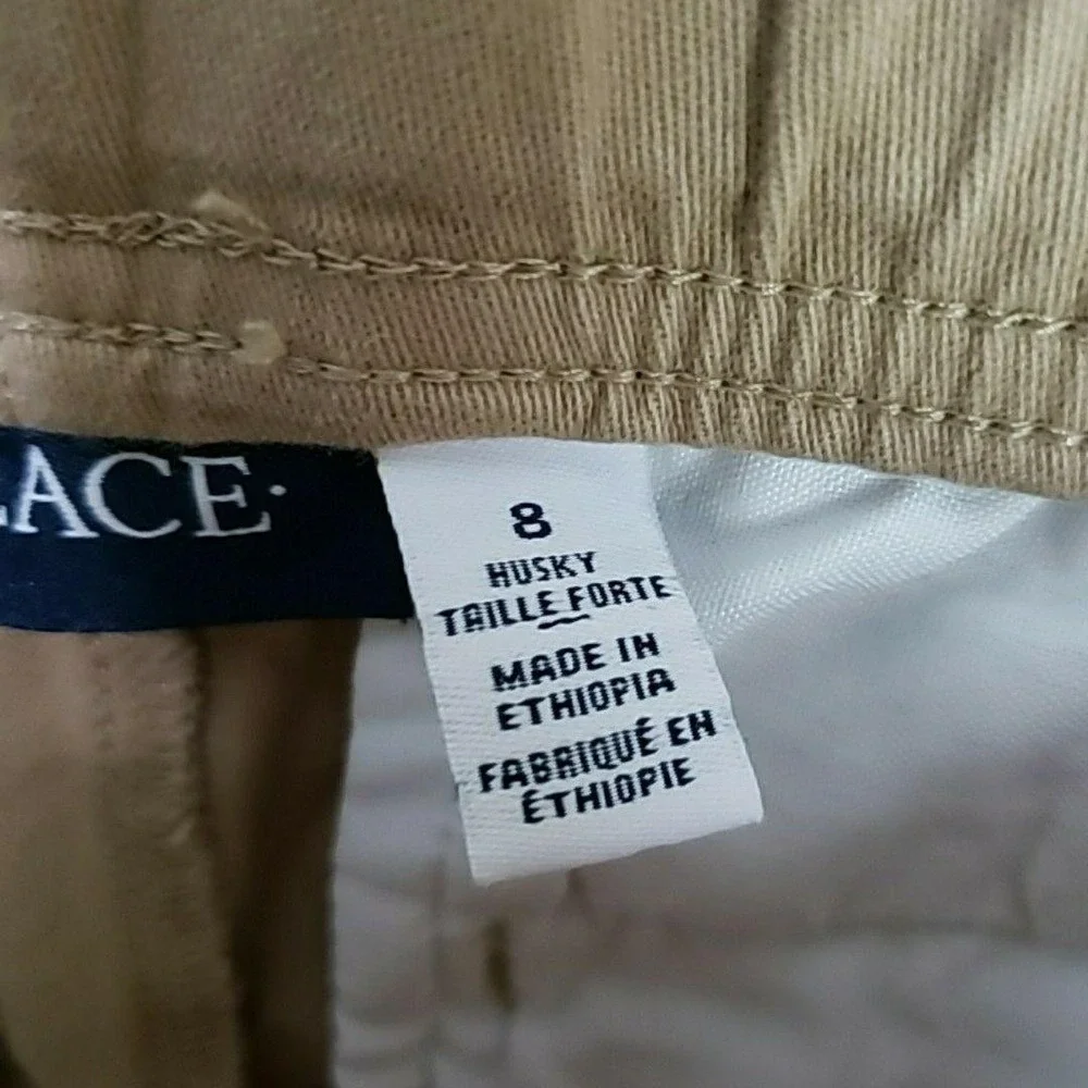 The Children's Place Pants Boys 8 Husky Beige Twill Elastic Waist Button School